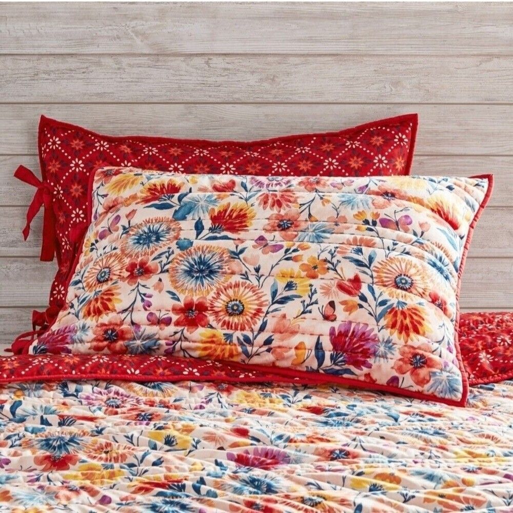 Pioneer Woman Fluttering Fancies Velvet Reversible Heavyweight Standard Sham Set